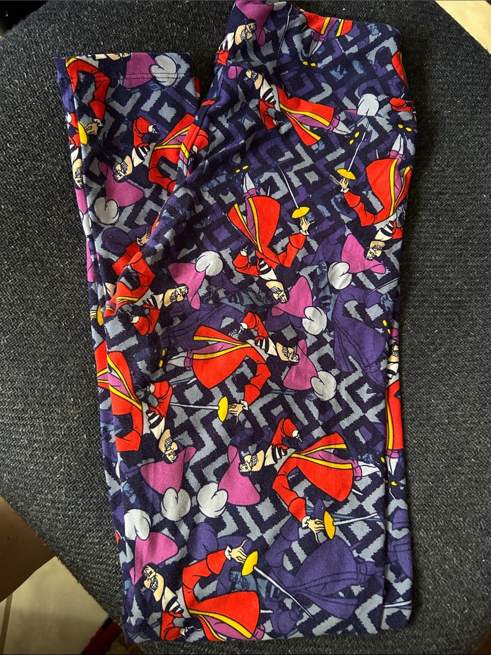 Captain Hook VGC Purple Leggings with Red and Pink pirate Character Disney Print